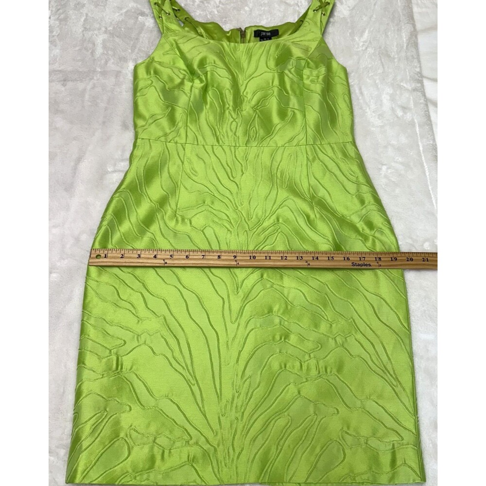 Per Se Lime Green Silk Cotton Textured Sleeveless Bodycon Knee-Length Dress Sz 4 - Picture 16 of 16